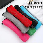 sac rangement couverts fourchettes cuillères couteaux polyestor rouge noir bleu rose vert simple moderne