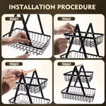 panier fruits métal noir pliable moderne rangement cuisine multifonctionnel organizer snack rack
