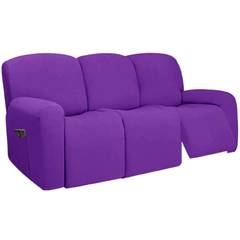 housse canapé inclinable fauteuil polyester lavable moderne élastique gris foncé doux poche rangement summer
