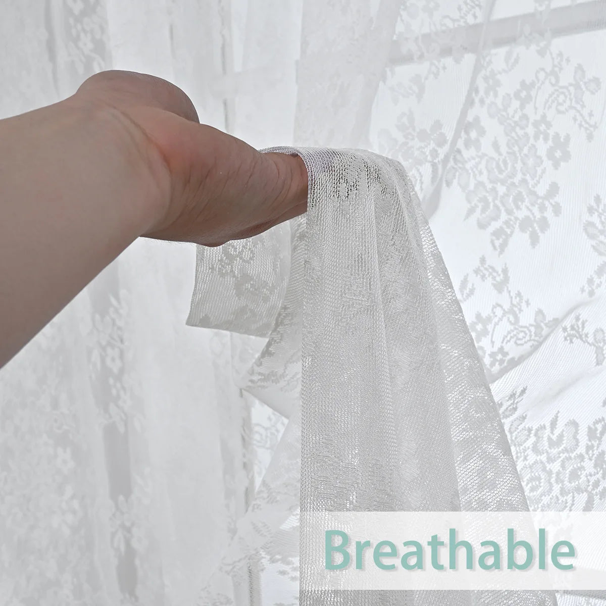 rideau broderie florale blanc transparent classique deux panneaux polyester coton moderne chambre salon