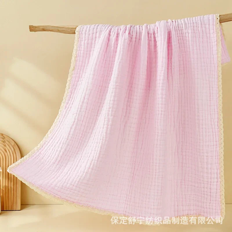 couverture bébé coton douce moderne plissée opaque beige gris vert blanc rose