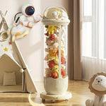 rangement jouets transparent capsule pliable moderne étoiles beige rose figurines poignée