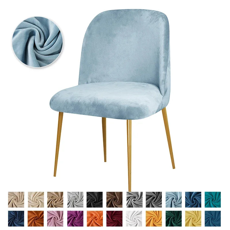 housses chaise velours élasthanne polyester moderne beige gris bleu orange pieds dorés