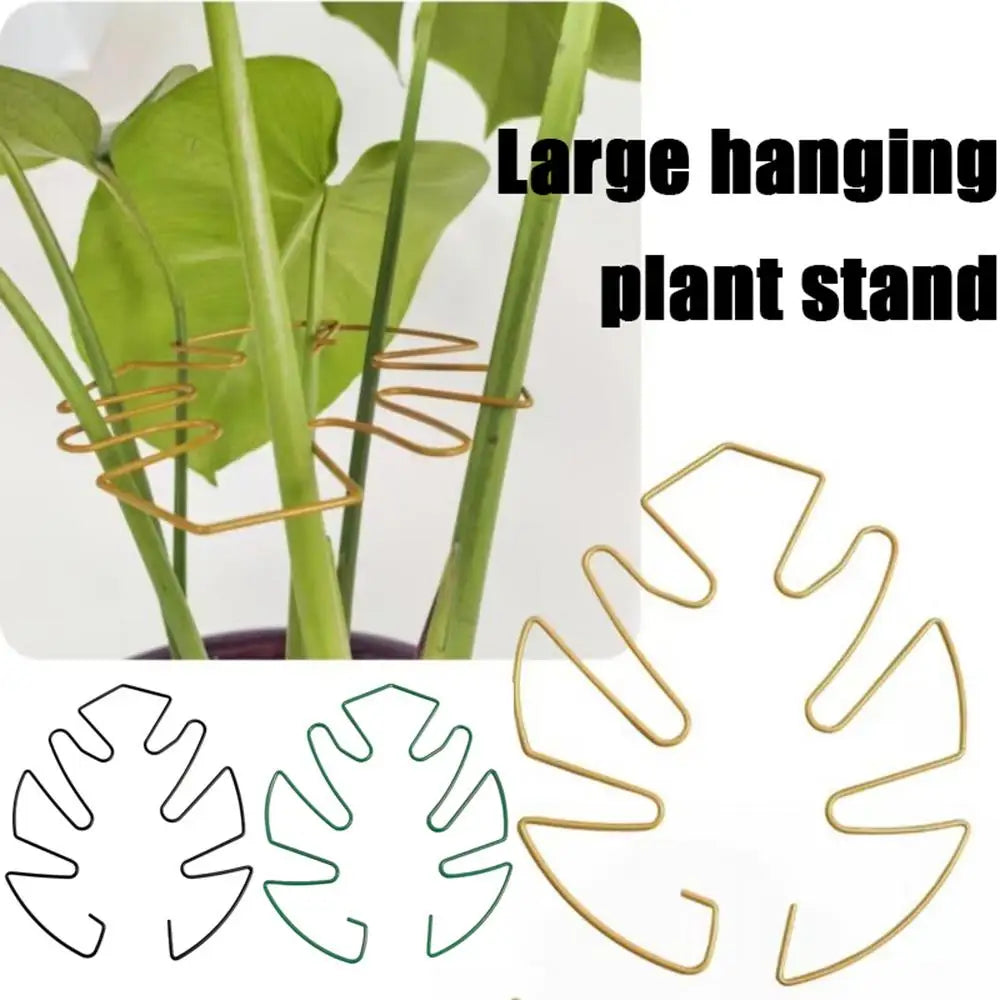 Support plante suspendu or moderne clips feuille monstera vert noir