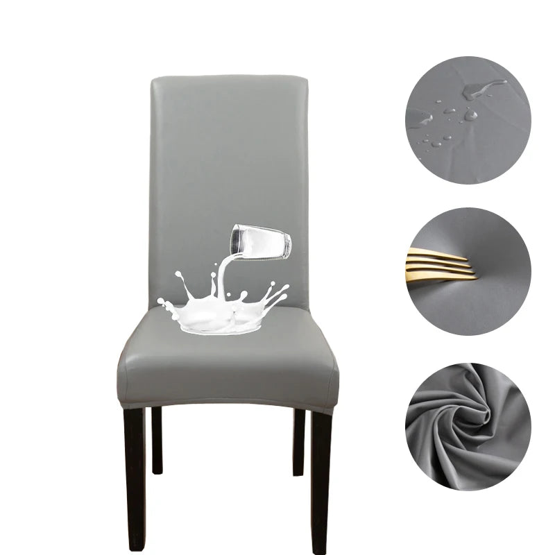 chaise moderne simili cuir tissée imperméable élastique anti poussière noir mariage