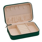 boîte bijoux velours moderne compartiments portable fermeture glissière noir vert beige