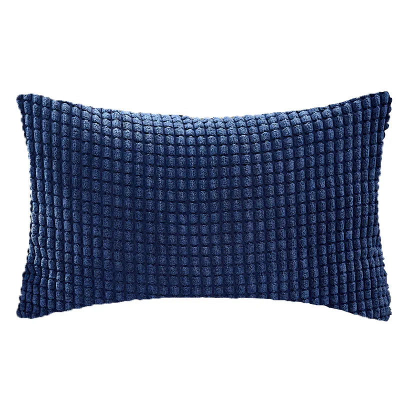 coussin velours côtelé gris orange bleu moderne rayures horizontales 30x50cm machine lavable
