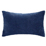 coussin velours côtelé gris orange bleu moderne rayures horizontales 30x50cm machine lavable