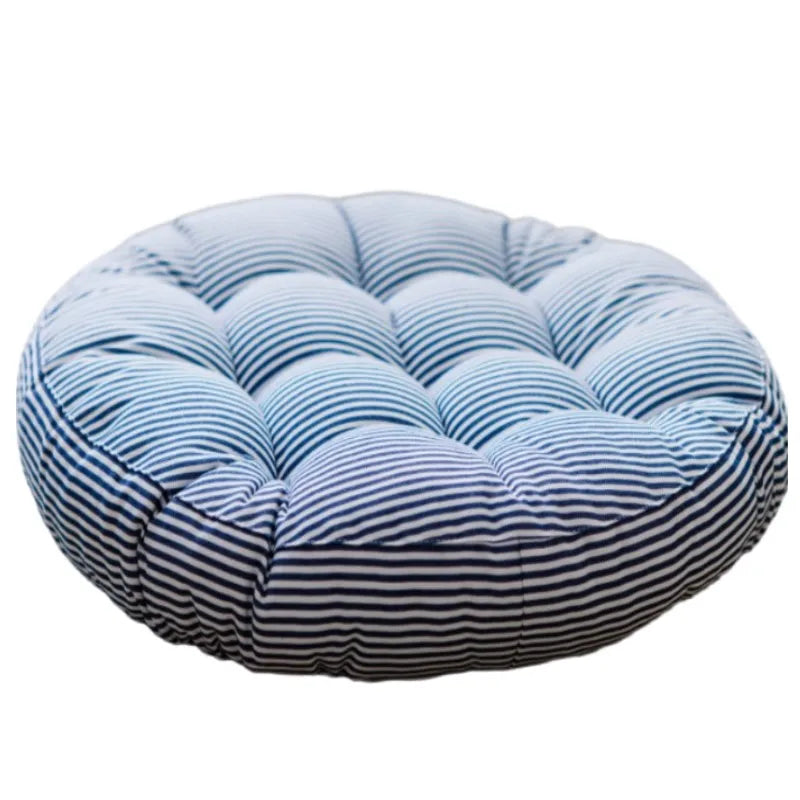 coussin rond rayures bleu marine blanc moderne 42cm 47cm 55cm épais massage polyester