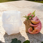 cache pot silicone forme lézard rose orange vert décoratif animalier succulente fleur artificielle