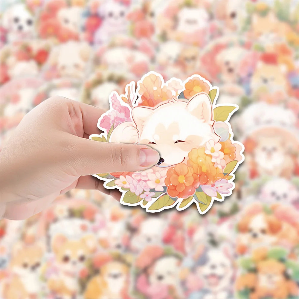 sticker animal dessin animé enfant kawaii fleurs adhésif imperméable collection papeterie