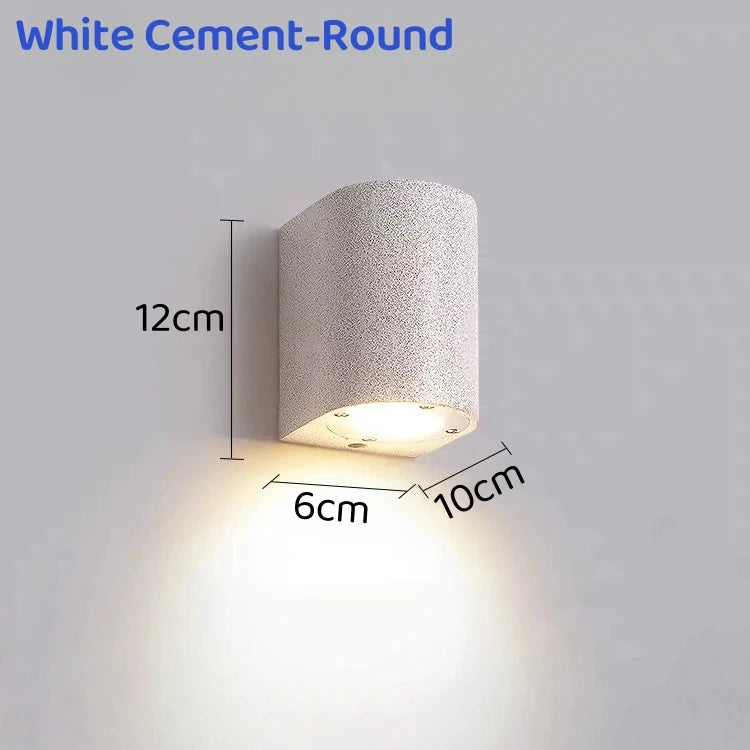 lampe murale led extérieure ip65 ciment moderne gris noir abat jour verre