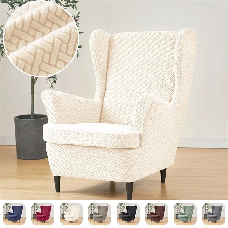 housses fauteuil classique rayures diagonales couleur beige clair polyester anti rayures anti piqûres couvrant