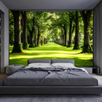 tapisserie paysage forêt adhésif vert clair moderne décoration chambre salon lint free colorfast