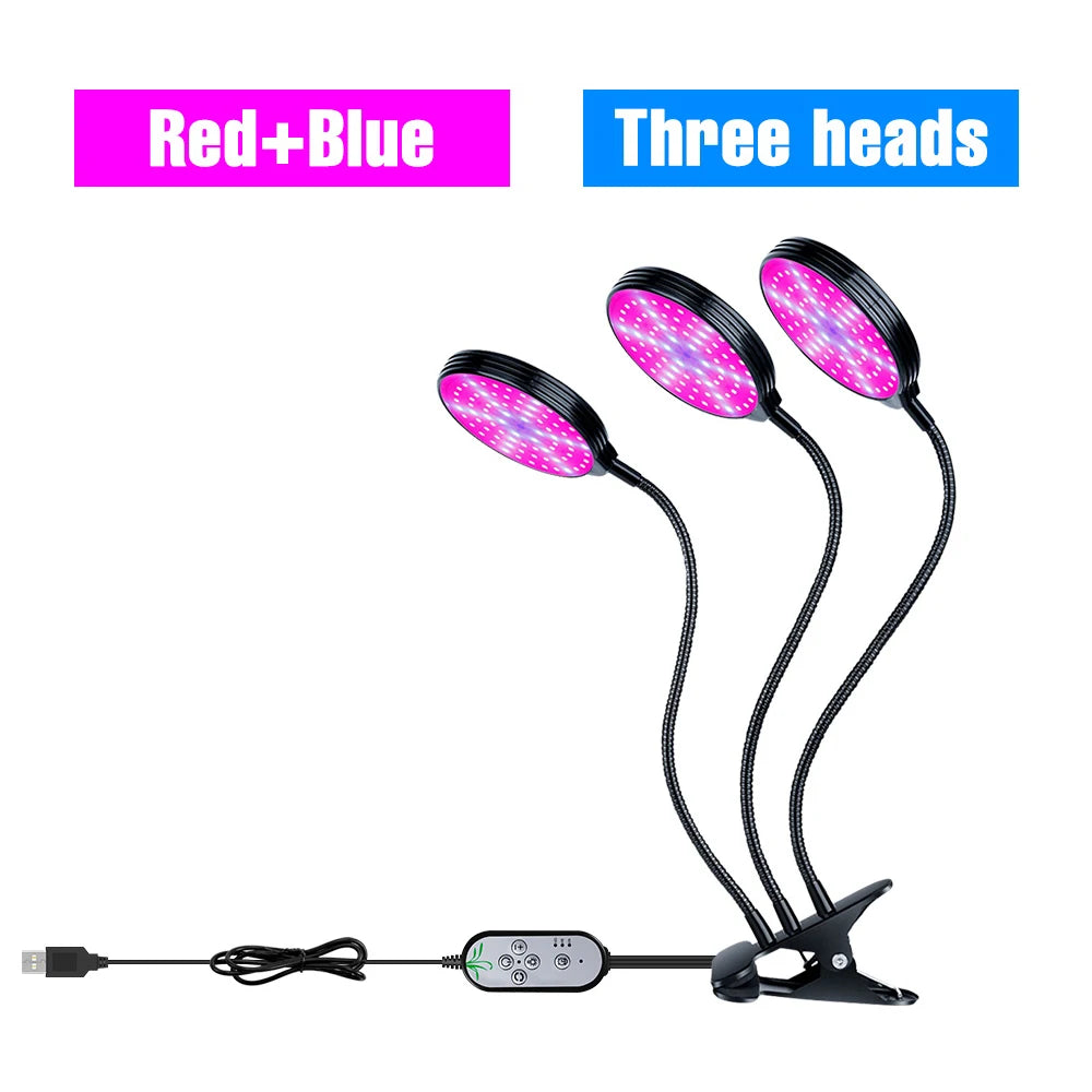 lampe croissance led noir moderne minuterie usb 5v têtes crochets réglable auto
