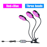 lampe croissance led noir moderne minuterie usb 5v têtes crochets réglable auto