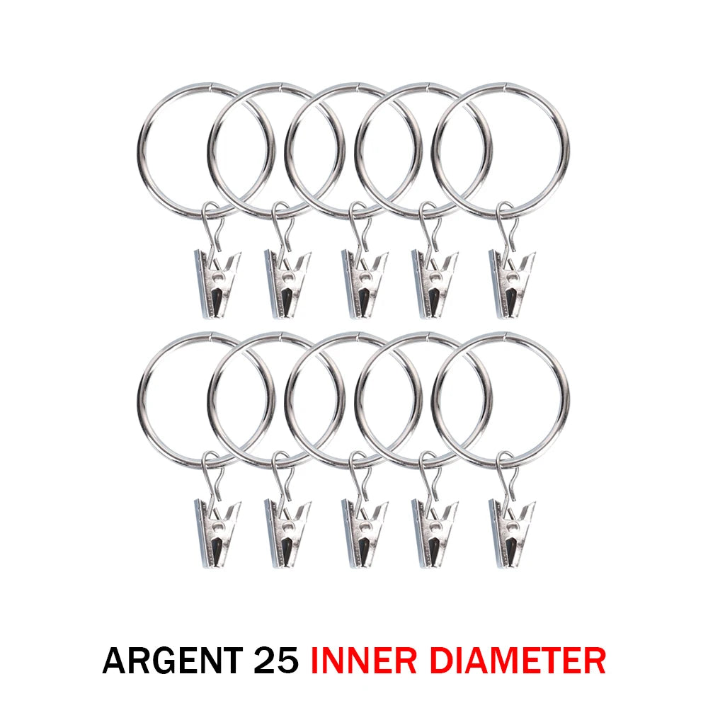 anneaux rideau métal clips décoration fenêtre moderne noir argent or