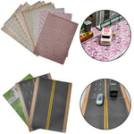 sticker autocollant route simulation batiments gris vert marron jaune geometrique miniature adhésif