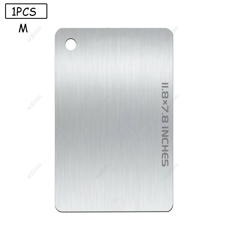 planche découper acier inoxydable lisse moderne poignées intégrées argenté utilitaire double face qualité alimentaire