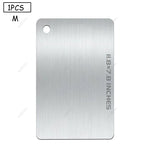 planche découper acier inoxydable lisse moderne poignées intégrées argenté utilitaire double face qualité alimentaire