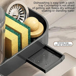 distributeur vaisselle éponge brosse gant drainage adhésif moderne gris métallisé mat opacité