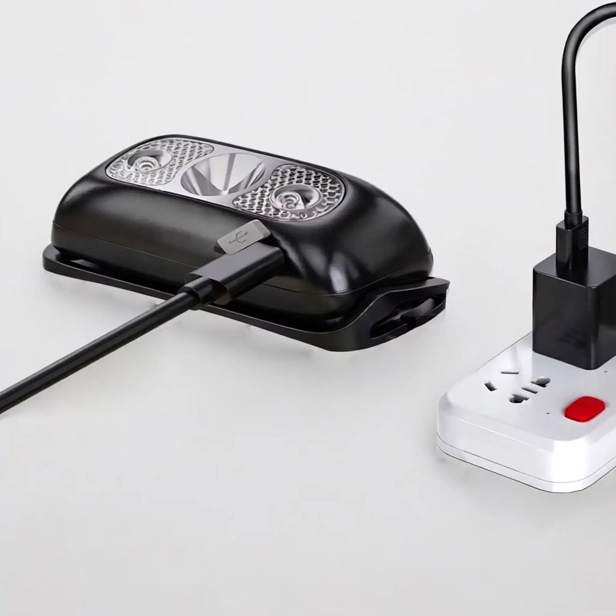 lampe frontale led noire blanche orange capteur bande velcro rechargeable
