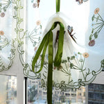 rideau fenêtre floral papillon transparent champêtre décoration guirlande feuilles verte blanc vert orange bleu