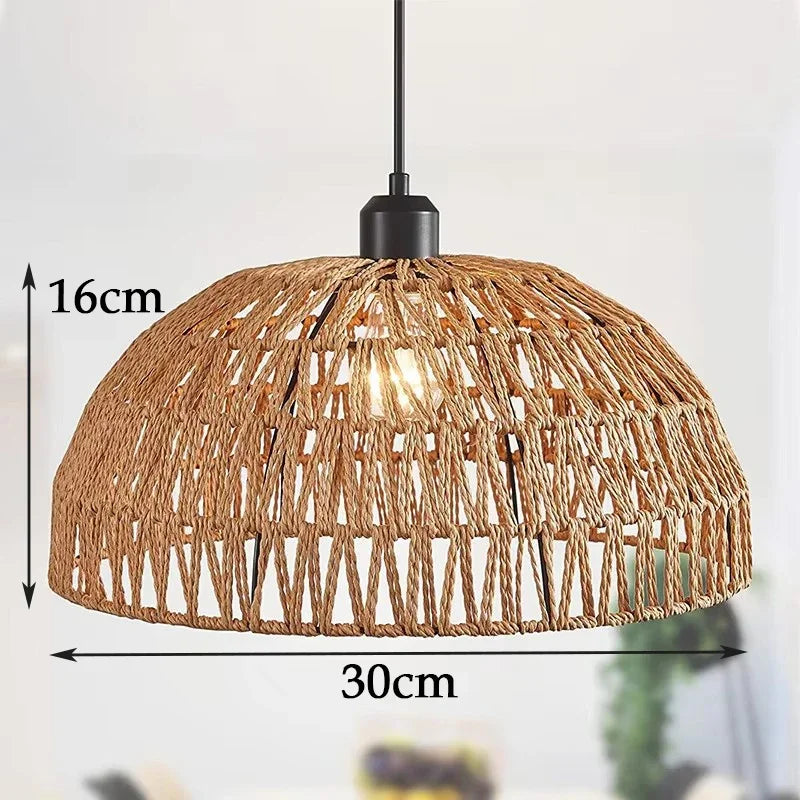 suspension lumineuse moderne bambou tissage beige doré fixe passe câble noir