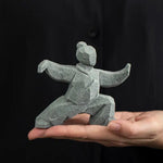 figurine tai chi métal gris clair asiatique minimaliste zen ornement maison