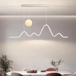 suspension moderne minimaliste luminaire vague lune forme ondulée blanc noir doré led chambre restaurant
