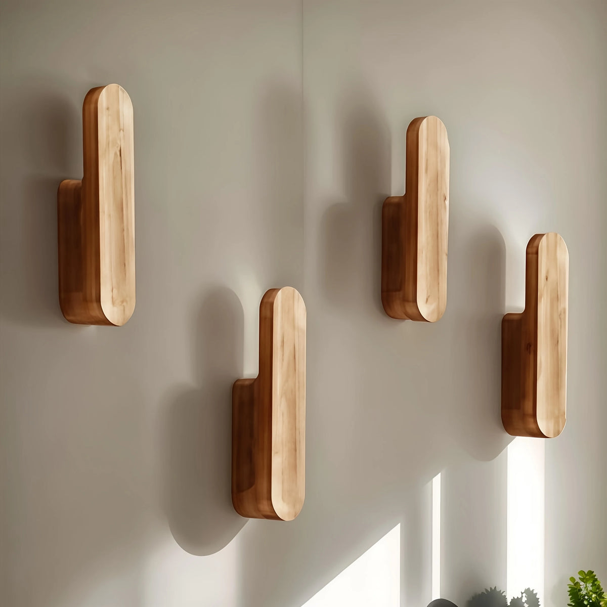 crochet mural bois naturel moderne grain bois pièces utilisation multiple