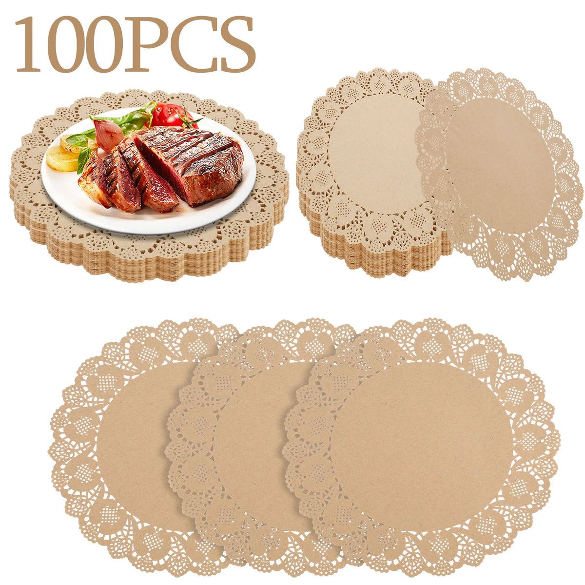 serviettes table dentelle blanc beige classiques respectueux environnement 34cm 100 pièces