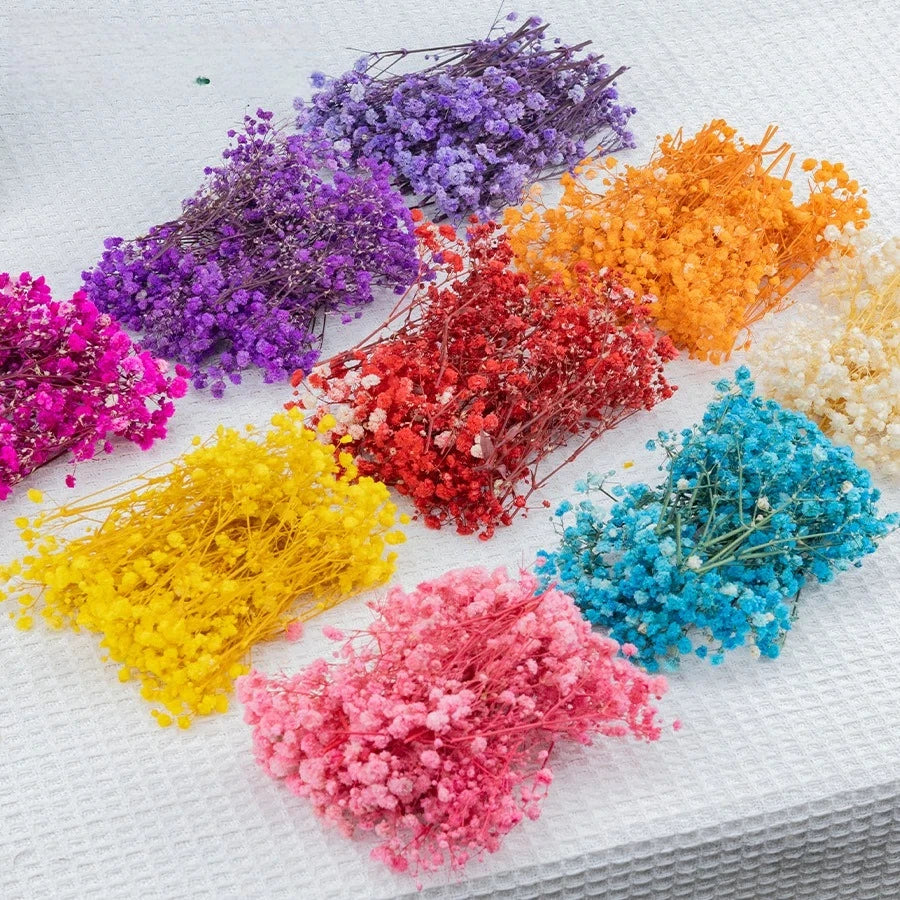 fleurs séchées bouquets multicolore violet orange rouge naturel rustique décoration maison artisanat diysortie