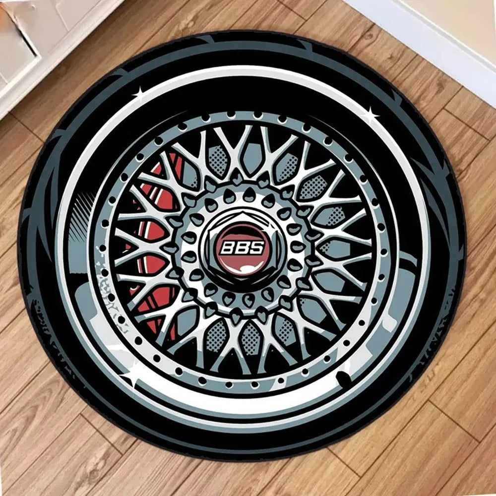 tapis rond moderne motif géométrique antidérapant polyester salon chambre salle bain décoration maison