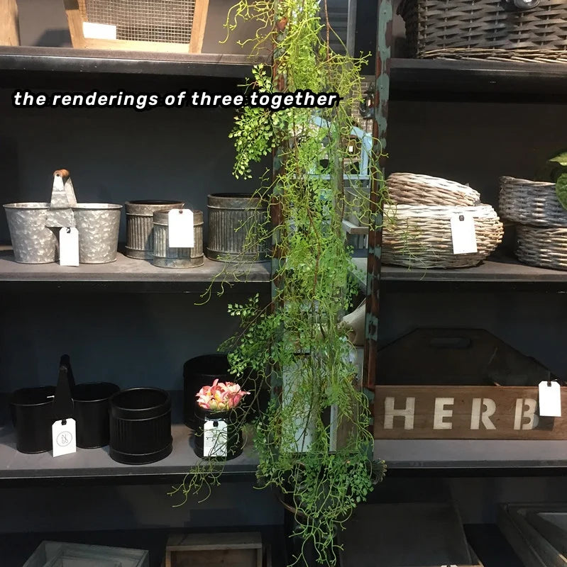 décoration extérieure murale vigne artificielle soie feuilles vertes pot métallique rustic