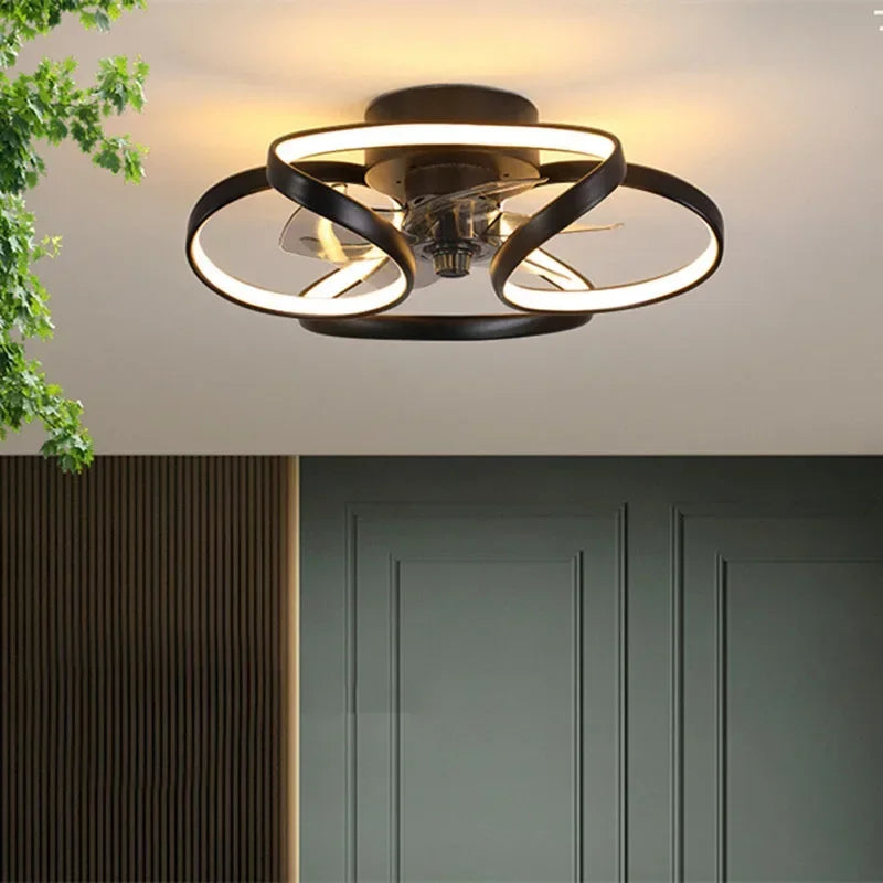 lampe moderne anneaux led dimmable télécommande couleur or noir blanc