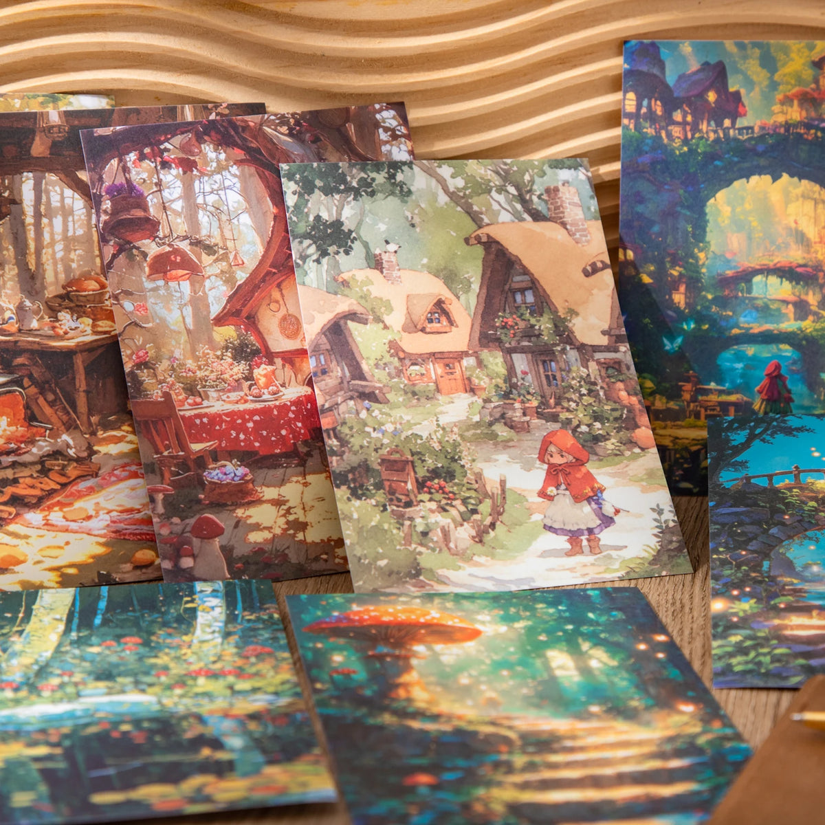 autocollants décoration cartes postales motifs féeriques paysages personnages scrapbooking bricolage opaques