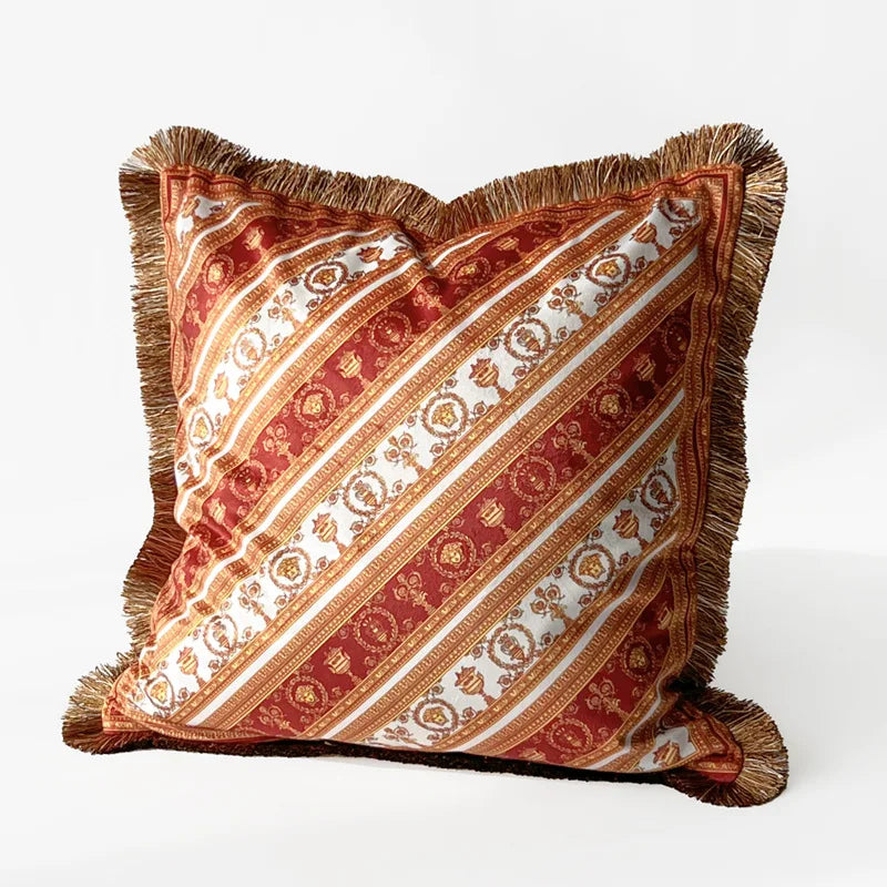 housse coussin carré léopard doré franges velours coton polyester décoration sofa chambre voiture