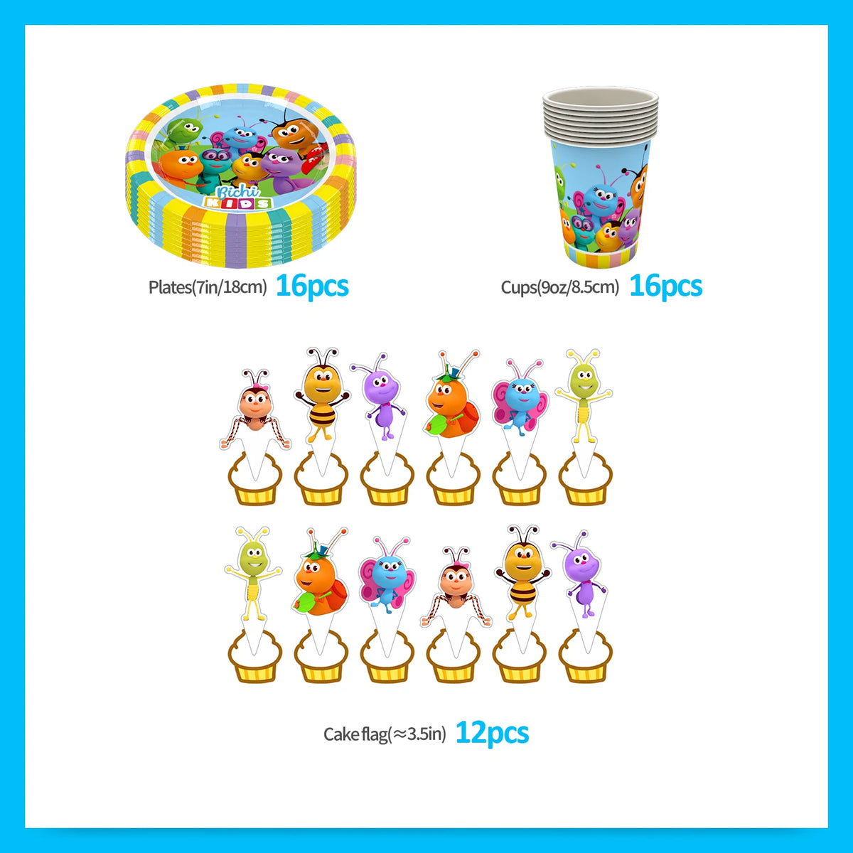 assiettes jetables anniversaire enfants dessins animés fleurs papillons couleurs unies star festive