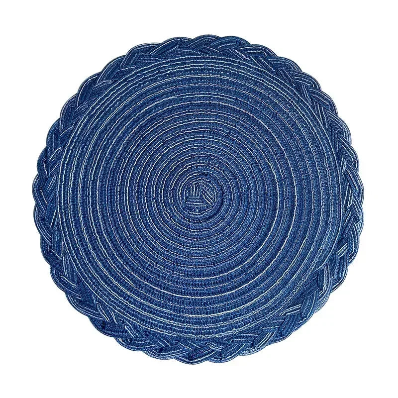 lot quatre tapis table ronds tressés boho rustique décoration maison