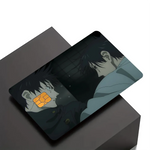 cartes crédit personnalisées adhésives anime fushiguro épée motif abstrait moderne blanc noir orange