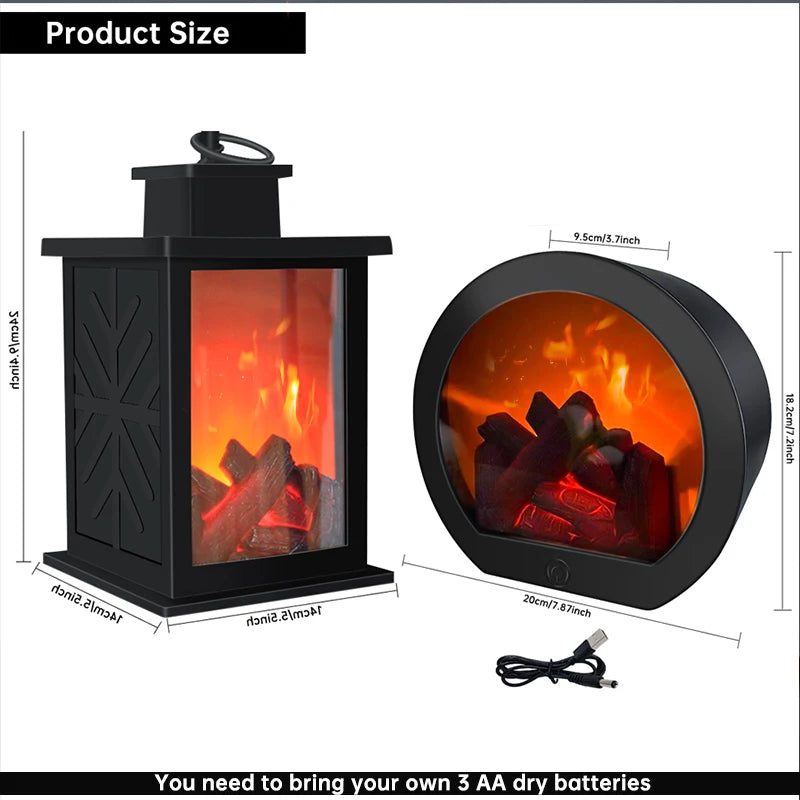 veilleuse électrique moderne effet flamme led rechargeable noir minimaliste faux foyer vacances chambre deco
