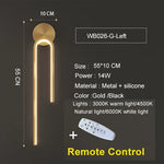 lampe murale led moderne minimaliste noir doré fixée mur interrupteur câble 2000lm chambre salle