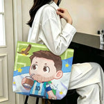 sac main blanc bleu clair rayures messi 10 polyestère réutilisable moderne graphique poignées détachables