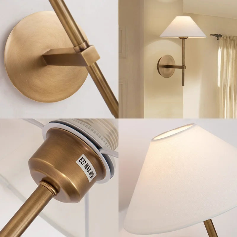 lampe murale conique abatjour opaque moderne minimaliste or blanc gris beige vert