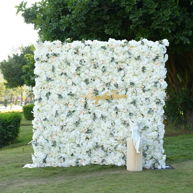 décoration murale fleurs artificielles blanc vert extérieure intérieure événement mariage anniversaire