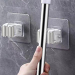 support mural porte balai adhésif blanc gris respectueux environnement fixe outils nettoyage derrière porte