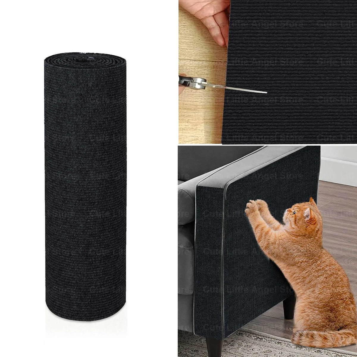 tapis grattage chats gris foncé texture rugueuse adhésif 40x300cm protection moderne