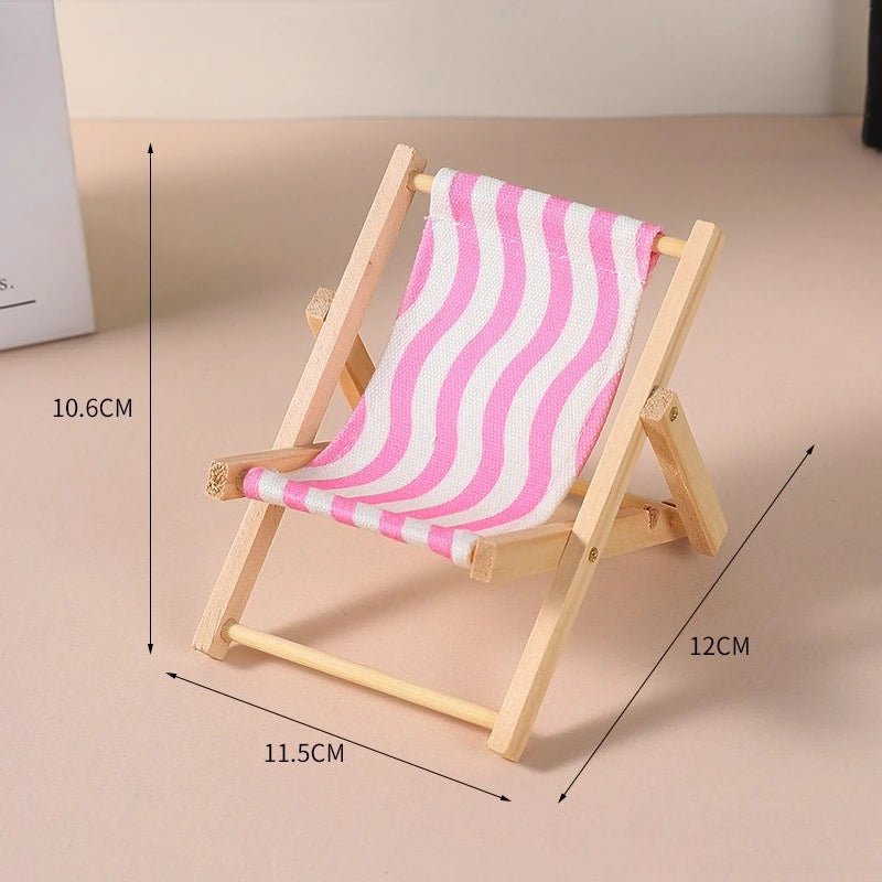 chaise pliante miniature accessoires poupée couleurs vives motifs citrons fraises moderne rayures horizontales