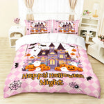 housse couette impression halloween oreillers taies d'oreiller citrouilles fantômes araignées drap lit rose noire